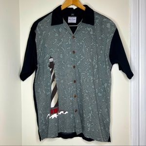 David Carey Originals Short Sleeve Button Down Shirt Lighthouse Size XL